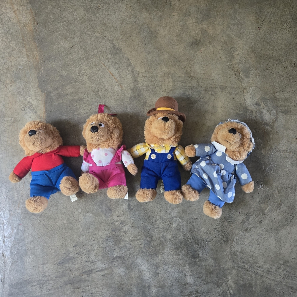 Vintage 90s Berenstain Bears Family Plush Set Papa Mama Sister Brother